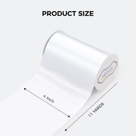 Kryvus White Satin Ribbon, 100mm x 10M Wide White Ribbon, Solid Large Ribbons for Cutting Ceremony, Grand Opening, Wedding Chair Sash, Car Decor, Gift Wrapping, Party Decoration