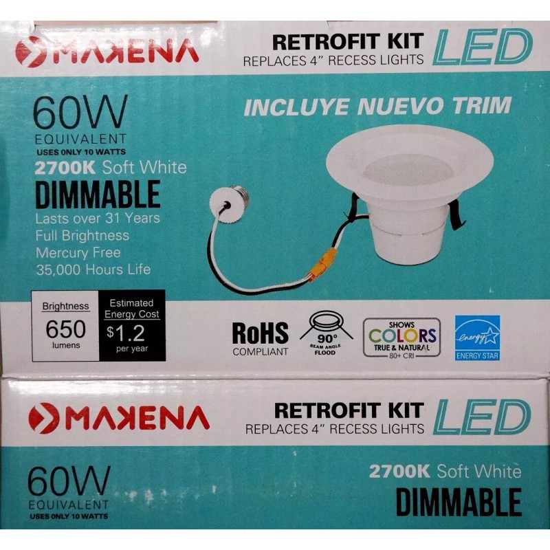 MAKENA Retrofit Kit LED 65w Dimmable 4'' inch Recessed Ceiling