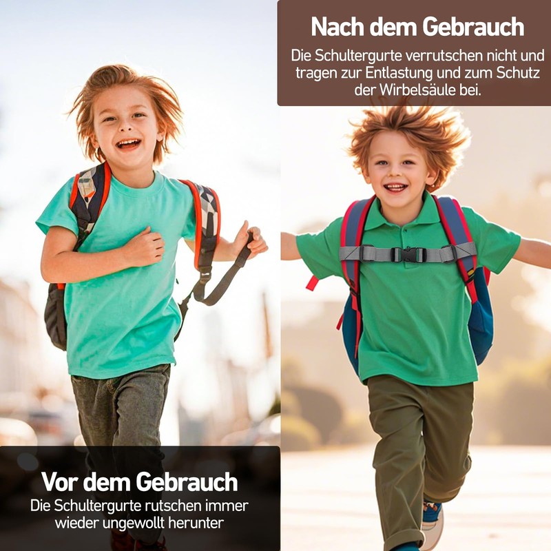 XIANGLONGY Pack of 2 Adjustable Chest Strap Backpack Children, School