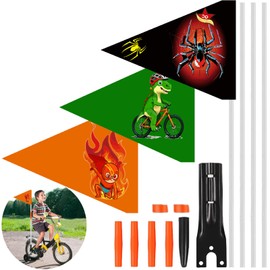 YOUYIKE Pack of 3 Safety Flags Bicycle Flag 175 cm Bicycle Accessories Children Adjustable Safety Flag Pole with Mounting Bracket for Children's Bikes Suitable