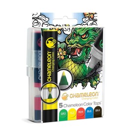 Chameleon Set of 5 What Colour Tops – Permanently Alcohol Based Mix Chambers