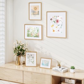 Axeman 11x14 Picture Frame with Mat for 8x10 | Oak Color 11 x 14 Picture Frame with Plexiglass | 11 by 14 Plastic Picture Frame Set of 1 | Wall Mount Display Vertically or Horizontally - Oak