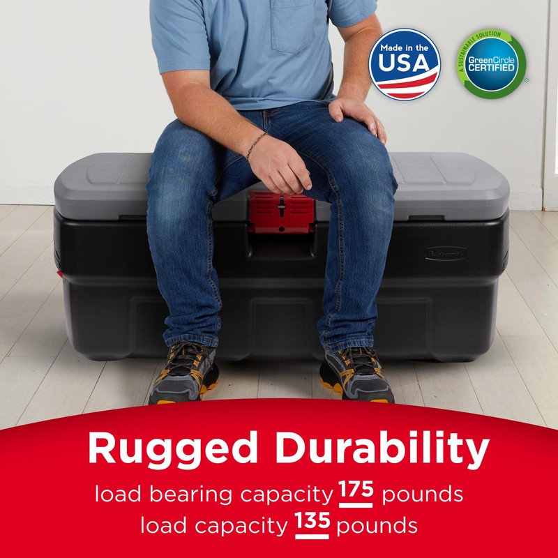 Rubbermaid 48 Gallon Black Action Packer Lockable Latch Indoor and