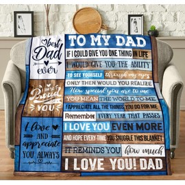 Dad Birthday Gift Birthday Gifts for Dad from Daughter Son Best Dad Ever Soft Throw Blanket for Bedding Sofa 60" x 50" Daddy Gifts for Fathers Day Christmas, Super Soft Throws Blanket for Father
