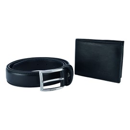 Laura Biagiotti Mens Gift Box Leather Belt and Wallet, black wallet leather, Elegant