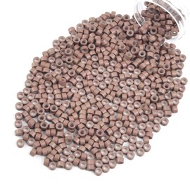 Vlasy 600Pcs 5mm Silicone Lined Micro Ring Beads for Hair Extensions 7Colors Apply (600Pcs Medium Brown)