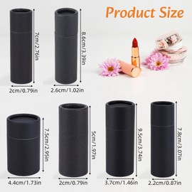 NICENEEDED 12 PCS Twist Up Lip Balm Tubes, Empty Lip Gloss Balm Holder, Kraft Paper Rotatable Deodorant Containers for DIY Homemade Lipsticks, Chapsticks and Homemade Solid Perfume (Black Set)