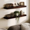 BAMEOS Solid Bamboo Floating Shelves, Set of 2 with Invisible