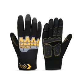 INPAKO Work Gloves for Men Women, TPR Impact Protection Utility Mechanic Working Gloves, Touchscreen Flexible Grip for Multi-Purpose Use, Durable Performance Fit Yellow 2XL