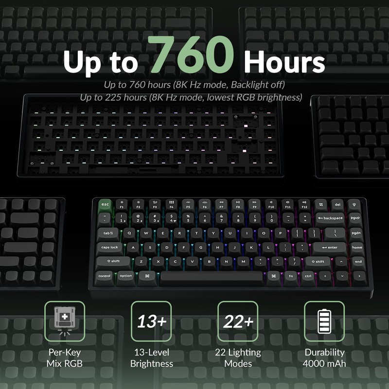 Keychron K2 Ultra 75% Wireless Mechanical Keyboard, 8000Hz Polling Rate