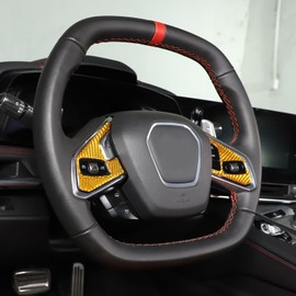 TOYCIDFG Carbon Fiber Car Cover Trim Decorative Sticker for C8 Corvette Stingray Z06 2020-2024 Interior Accessories (Steering wheel buttons sticker-B)