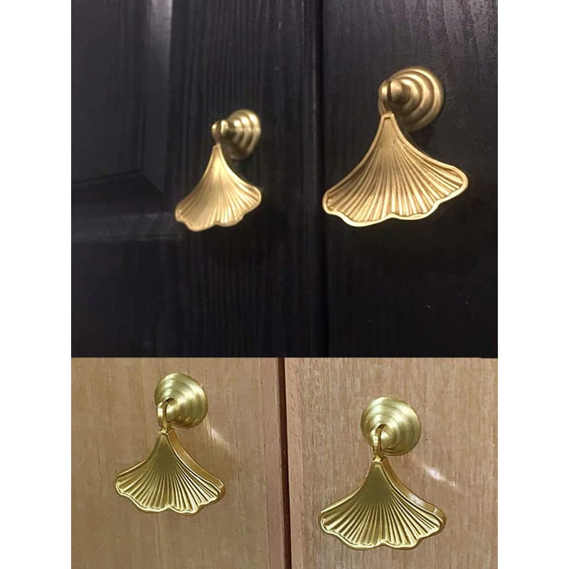 TARATI 2pcs Ginkberry Leaf Style Door Knobs Drawer Pulls Antique
