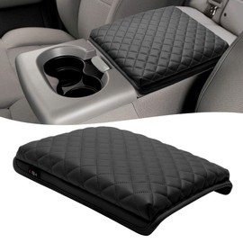 KBH Car Center Console Cover for Ford F150 2004-2010 40/20/40 Split Bench Jump Seat, Console Cushion Pad Armrest Covering Protector, Vinyl Leather, Anti-Scratch, Black