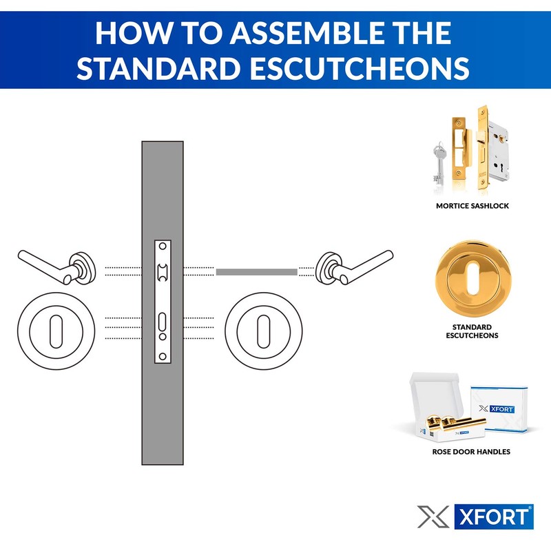 XFORT® 2 Pack Standard Escutcheons Polished Brass, Escutcheon Keyhole Cover,