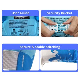 GoKiddie Blue Swim Jumper for Boys up to 66 Pounds - Kids Vest, Jackets, Floaties, Arm Floats, Puddle Paddle Jumper for 22-66 lbs Kid with Swimming Goggles & Cap - Jumpers for Toddler, Child, Children