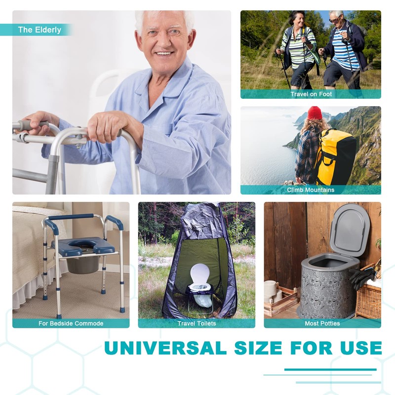 60 Commode Liners with Absorbent Pads, 60 Bedside Commode Liners