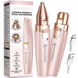 Rechargeable 2-in-1 Eyebrow & Facial Hair Remover for Women, Painless Razor with LED Light for Lips, Body & Daily Gentle Comfort:_Baby Pink_1 Pack
