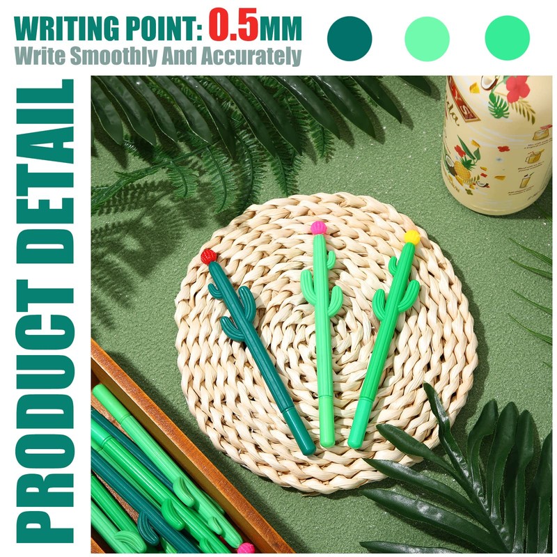 60 Pack Cactus Shaped Roller Pens Novelty Plant Gel Ink