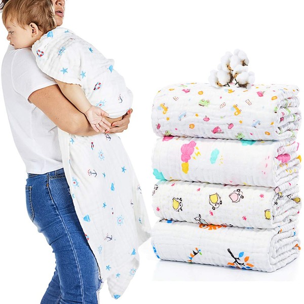 NARUTOO Set of 2 Baby Bath Towels Muslin Baby Blanket,