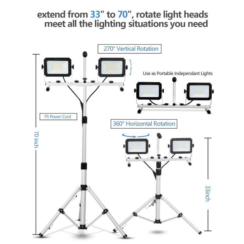 UFOND 10000 Lumen LED Work Light with Stand,Detachable Waterproof Dual