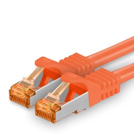 1aTTack.de 10m - Cat.7 Netzwerkkabel Orange - 1 Stück Gigabit Ethernet LAN Kabel 10000 Mbit s Patchkabel Cat7 Kabel S FTP PIMF Schirmung LSZH Cat.7 Rohkabel Rj45 Stecker Cat 6a - 1 x 10 Meter