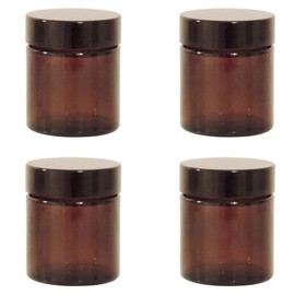 Viva Haushaltswaren 61084 # 4 Glass Jar 30 ml/Ointment Cream Brown/Cream/Brown Glass Jars with Labels, 4 x 4 x 4.6 cm