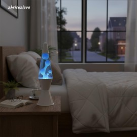 zhrisezlava 16 Inch Liquid Motion Lamp, Transparent Magma Motion Lamps with Blue Wax, Relaxing Night Light Home Decor for Contemplation, Suitable for Living Room Bedroom Office