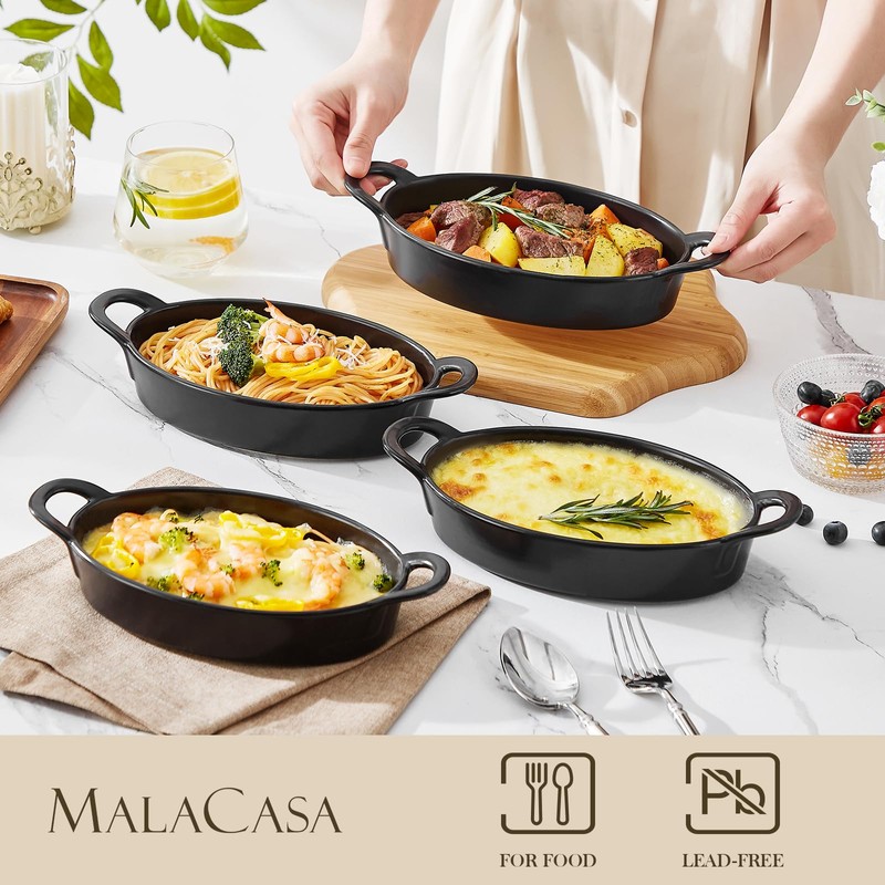 MALACASA Oval Au Gratin Baking Dish, 22 oz Casserole Dishes