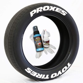 Tire Stickers Toyo Tires Proxes - Permanent DIY Glue On White Tire Lettering Kit with Glue & 2oz Touch-Up Cleaner / 19-21 Inch Wheels / 0.75 Inches/White / 4 Pack