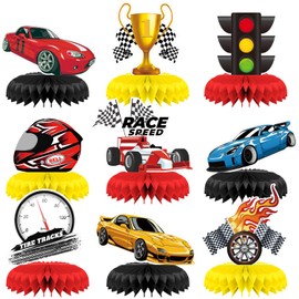9PCS Race Car Honeycomb Centerpieces, Race car Birthday Decorations, Race car Birthday Party Supplies