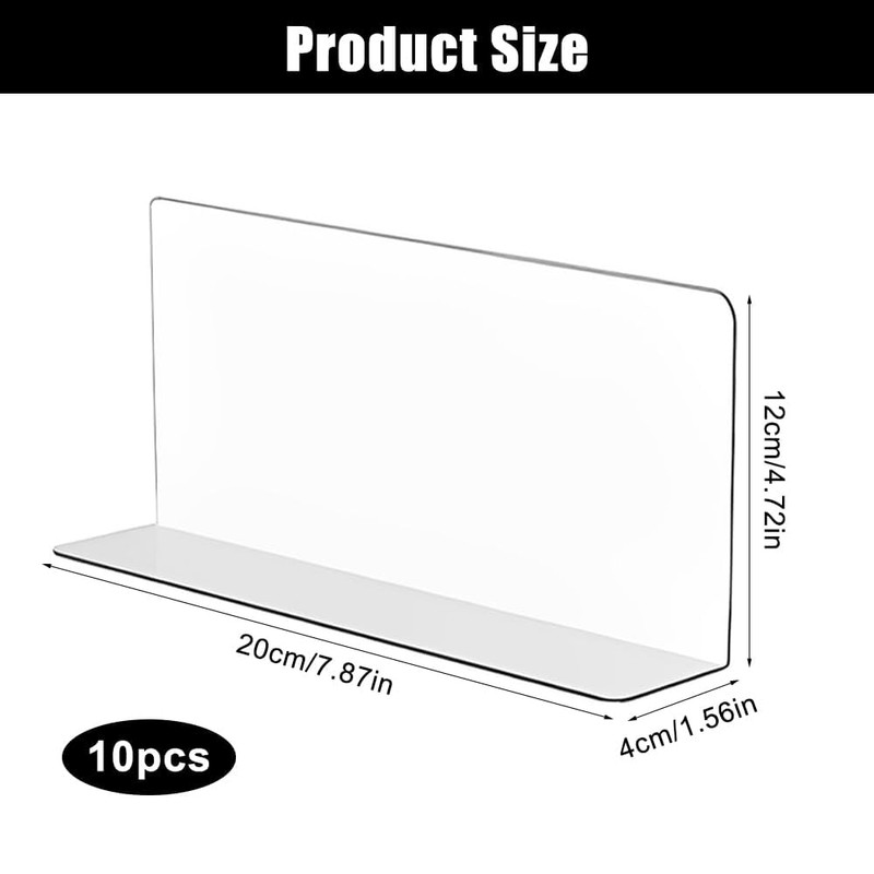 10 Pack Clear Shelf Dividers, Adjustable Acrylic Shelf Dividers for