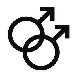 Applicable Pun Double Mars Gay Men Symbol - Vinyl Decal Sticker - Black 3 inch