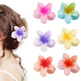 Flower Hair Clips, Hawaii Flower Hair Claw Clips, Large Flower-Shaped Claw Clips, Non-Slip Flower Hair Clip, Large Claw Hair Clips for Thick/Thin Hair (Purple)