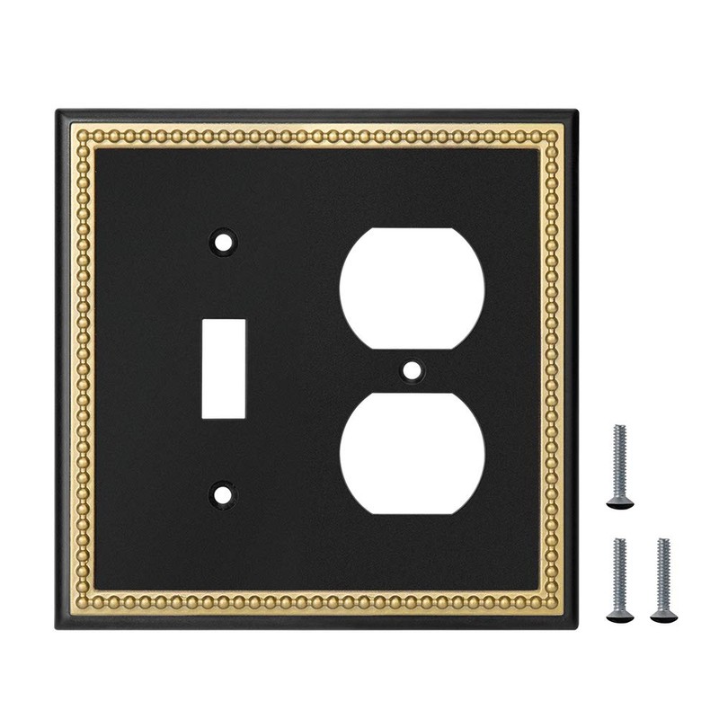Pearled Frame Decorative Wall Plate Switch Plate Outlet Cover (Toggle/Duplex,