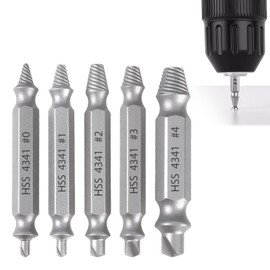 Qaum Damaged Screw Extractor Set HSS 4341#, 5PCS Stripped Screw Grab Remover, DIY Tools for Men Nuts Bolt Removal Drill Bit Tool Kit for Damaged Broken Stripped Screws Broken Head Rust Nuts Bolts