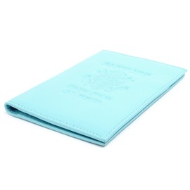 BG Genuine Leather and RFID Blocking Passport Holder - Cover for Men and Women. Slim and Travel Wallet - Light Blue