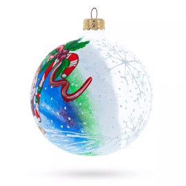 BESTPYSANKY Girl with Candy Cane Blown Glass Ball Christmas Ornament 4 Inches