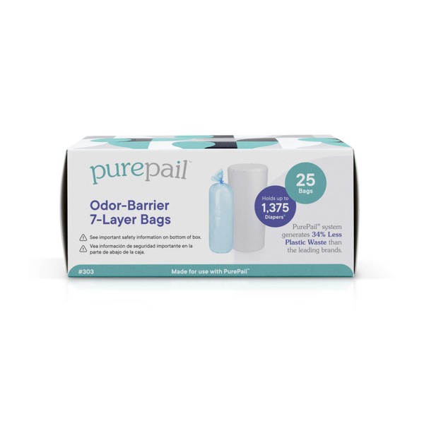 PurePail Bolsas de recambio de 7 capas con barrera contra olores Clásica, 25 unidades