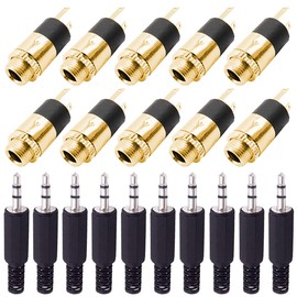 Youmile 10PCS PJ-392 3.5mm Stereo Female Socket Jack Panel Mount Gold Plated Audio Headphone Connector Audio Plug for MP3 with 10PCS 3.5mm TRS Male Plug Connector