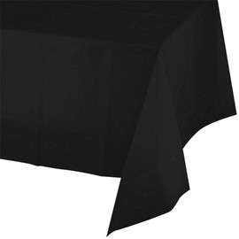 6 Pack Premium Disposable Plastic Tablecloth 54 Inch. x 108 Inch. Rectangle Table Cover by (Black)