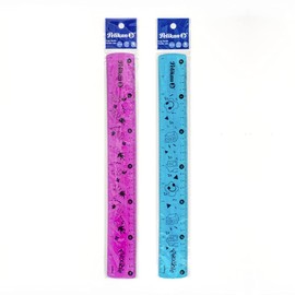 Pelikan Regla Flexible, 1 Pieza, Color Azul y Rojo, 30 Centímetros en Centímetros y Pulgadas