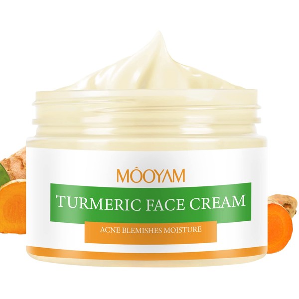 Turmeric Face Cream, Daily Face Moisturizer, Dark Spot Corrector Cream, Hydrating & Soothing Facial Cream, Reduce Wrinkle and Fine Lines, Daily Moisturizing Face Cream for All Skin Types, 50g / 1.76 Oz