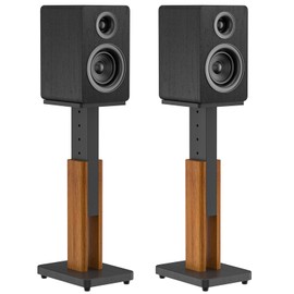 Height Adjustable Speaker Stands Pair with Most Satellite, Studio, Bookshelf Speakers - Wood Grain Floor Speaker Stands for Klipsch, Edifier, Yamaha, JBL Bookshelf Speaker Stands Holds 50Lbs