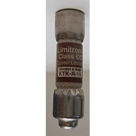Eaton Bussmann Series Class CC, KTK-R, Fast-Acting, Dual-Element Current Limiting Fuse, 0.5 A, Rejection Style, Interrupting Rating of 200kA at 600Vac