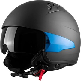 Westt Half Helmet Motorcycle - Scooter Helmet Open Face Motorcycle Helmet for Women & Men - 3/4 Helmet Motorcycle Moped Helmet with Sun Visor DOT Approved for Vespa Motorbike
