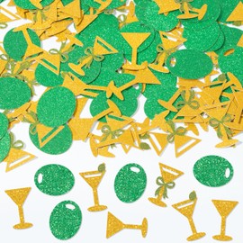 BeYumi Martini Olive Table Confetti - 300Pcs Gold Martini and Green Olive Table Confetti Decorations Tini Bit Older Paper Decor for Birthday Bridal Shower Wedding Bachelorette Party Supplies