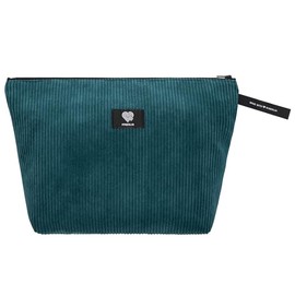 Kulturbeutel Damen Herren Reise – Cord Petrol Handmade in Germany – große Kosmetiktasche Unisex mit Reißverschluss – Organizer Tasche – vegan & robust