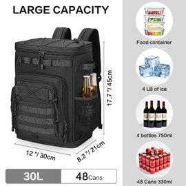 Hafmall Tactical Insulated Cooler Backpack, Leakproof, Waterproof, Black