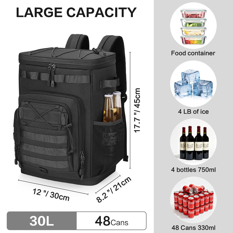 Hafmall Tactical Insulated Cooler Backpack, Leakproof, Waterproof, Black
