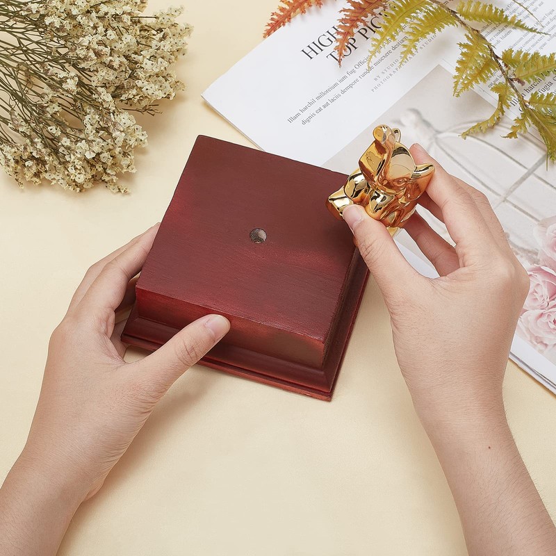 AHANDMAKER Square Wooden Pedestal Stand Display Base, 4.5 x 4.5